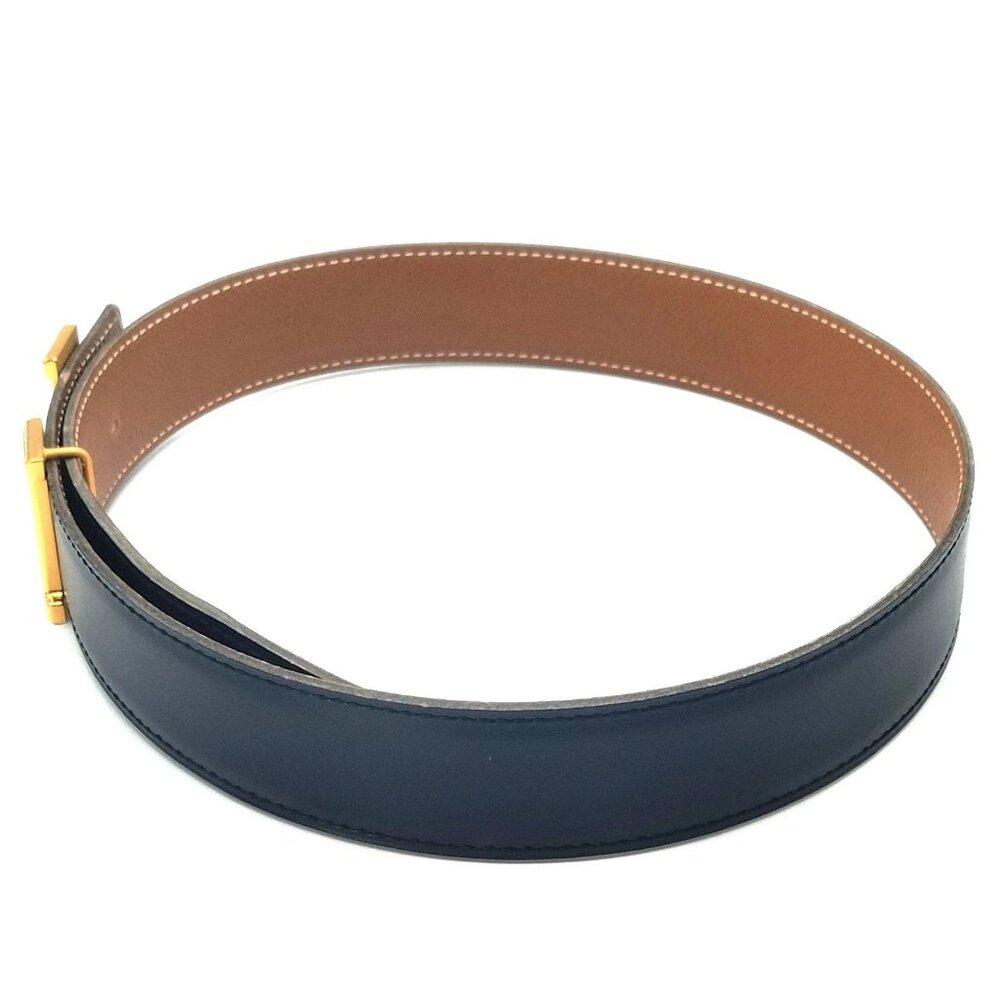 Authentic Hermès H Buckle Reversible Leather Belt Black Brown Gold - Picture 6 of 10